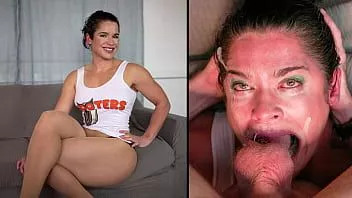 Abspielen Die Hooters-Kellnerin wird in die Kehle gefickt